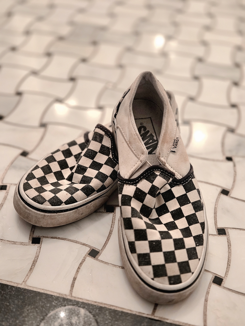 Vans Slip-On Checkerboard Sneakers - Black & White